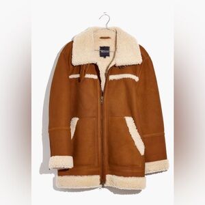 Madewell Genuine Shearling Suede Leather Coat